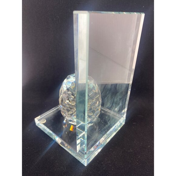 Modern Heavy Lead Crystal Ball Cut Glass Bookend Square 4.5'' Tall - Picture 9 of 10